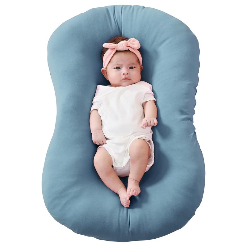 FUNUPUP Rayon Derived from Bamboo Baby Lounger Cover Compatible with Snuggle Me Lounger, Infant Lounger Pillow Cover for Newborn, Removable Elastic Newborn Lounger Cover,Cover Only,Blue - Image 1